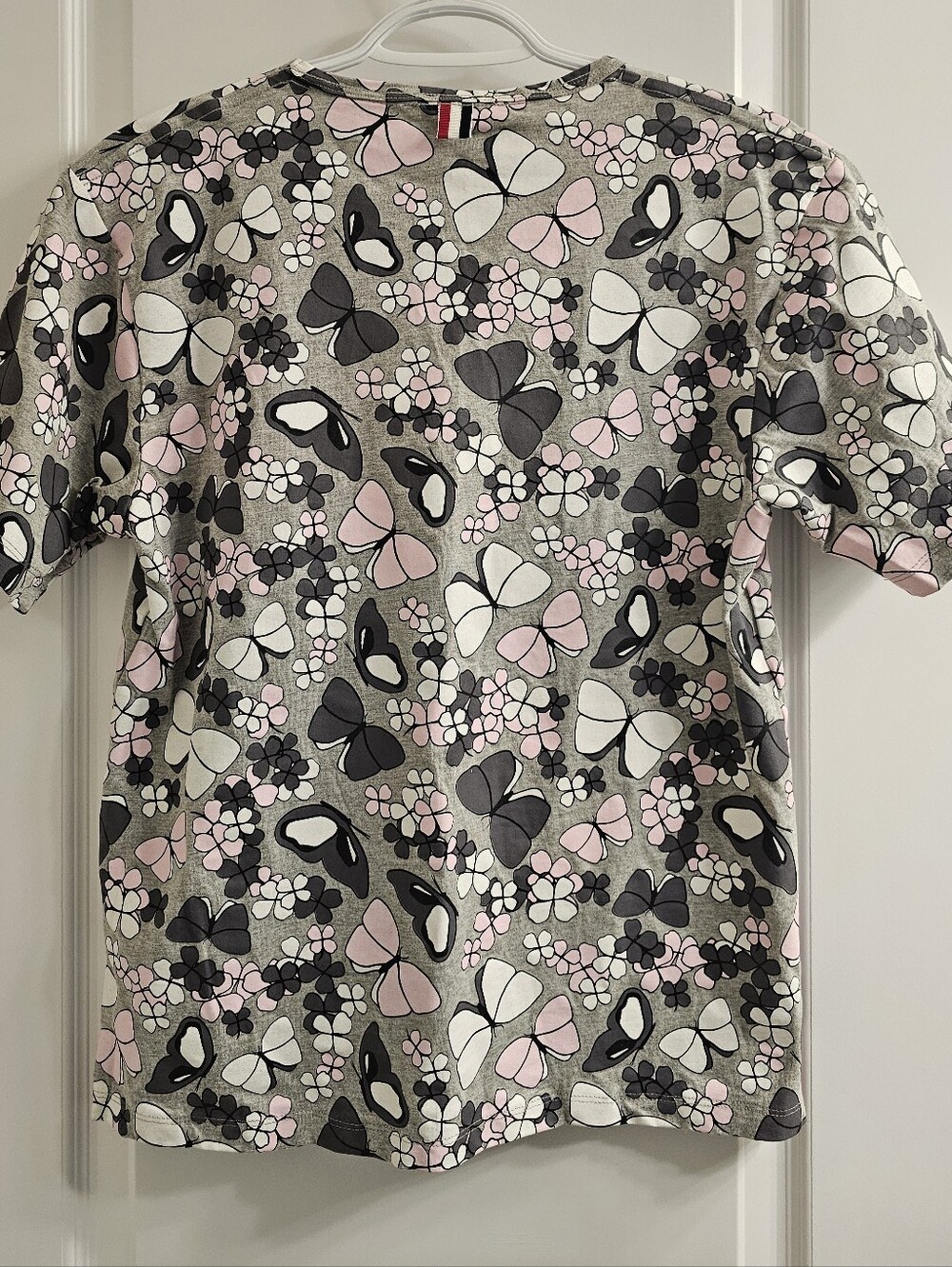 Rare Thom Browne Grey Tee with Pink & Black Butterfly Print - Picture 10 of 10
